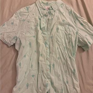 Sonoma Mint Green Cactus Pattern Shirt